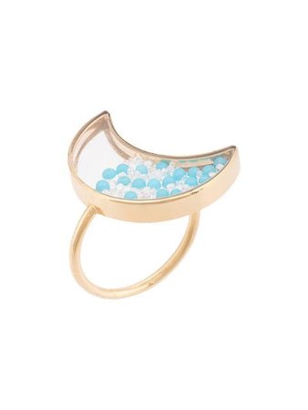 Moritz Glik Moon ring with turquoise & white sapphires