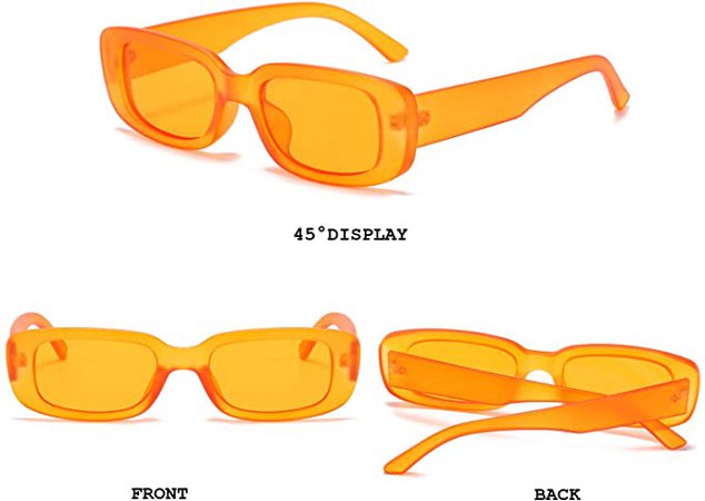 BUTABY Rectangle Sunglasses for Women Retro Driving Glasses 90’s Vintage Fashion Narrow Square Frame Orange