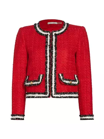 Shop Alice + Olivia Landon Cropped Tweed Jacket | Saks Fifth Avenue