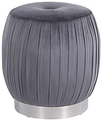 Amazon.com: Art Leon Velvet Comfort Round Ottoman Stool with Silver Base and Pleated Fabric for Living Room Dresser Footrest: Kitchen & Dining