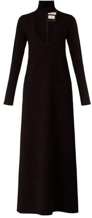 High Neck Jersey Maxi Dress - Womens - Black