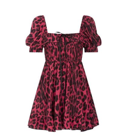 Women's Square Collar Leopard Printed Ruched Dresses