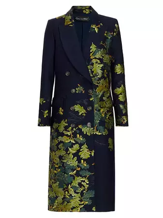 Shop Oscar de la Renta Double-Breasted Acorn Jacquard Coat | Saks Fifth Avenue