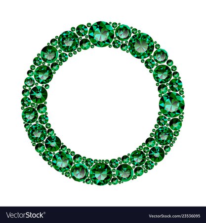 Round frame made realistic green emeralds Vector Image