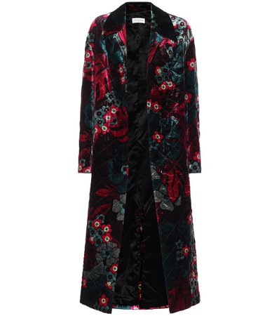 Dries Van Noten - Floral velvet coat | Mytheresa