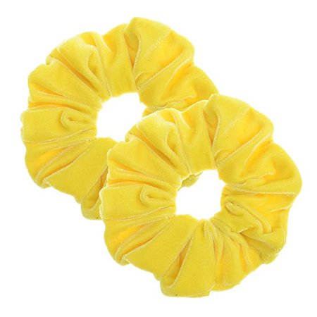 AmazonSmile : 2 Pcs Yellow Color Scrunchies for Women Hair Elastic Bands : Beauty