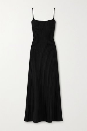 Black + NET SUSTAIN Carlotta ribbed stretch-knit midi dress | CASASOLA | NET-A-PORTER