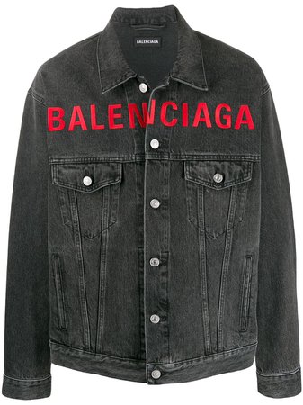 Balenciaga Veste En Denim à Logo Brodé - Farfetch