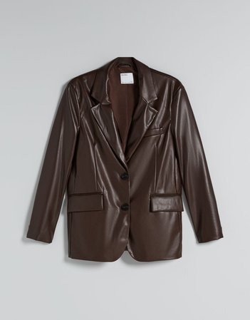 Faux leather blazer - Blazers - Woman | Bershka