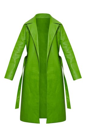 Green Pu Midi Trench | Coats & Jackets | PrettyLittleThing USA