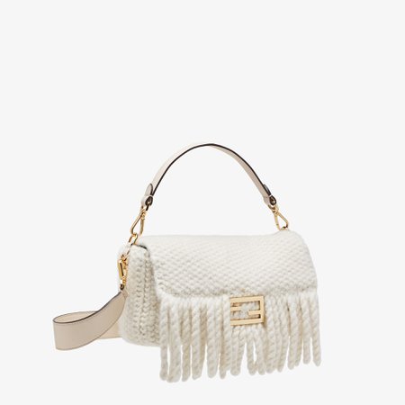 Fendi - Baguette - White wool bag with fringes |