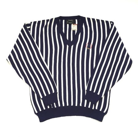 Christian Dior New 90's Navy & White Vertical Stripe Sweater – eluXive