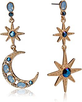 Amazon.com: Betsey Johnson Celestial Moon & Star Drop Earrings: Clothing, Shoes & Jewelry