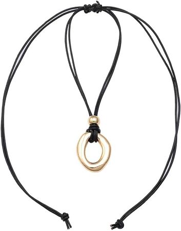 Amazon.com: Yuoos Boho Chunky Pedent Necklace for Women Dainty 14K Gold Plated Choker Summer Beach Faux Leather Choker for Women Men: Clothing, Shoes & Jewelry