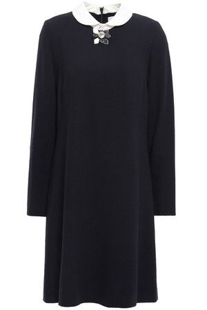 Midnight blue Hazel embellished wool-crepe mini dress | Sale up to 70% off | THE OUTNET | GOAT | THE OUTNET