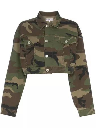 Re/Done Cropped Camouflage cotton-blend Jacket - Farfetch