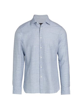 Shop ZEGNA Seersucker Cotton-Blend Shirt | Saks Fifth Avenue