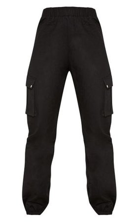 Black Pocket Detail Cargo Trousers | PrettyLittleThing