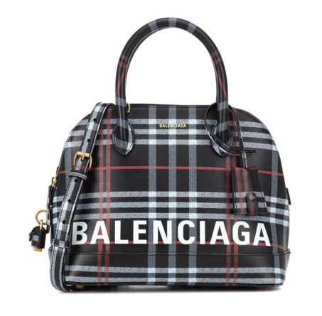 Balenciaga Ville S Plaid Logo Bag