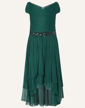 Abigail Sequin Chiffon Prom Dress Green | Girls Dresses | Monsoon UK.