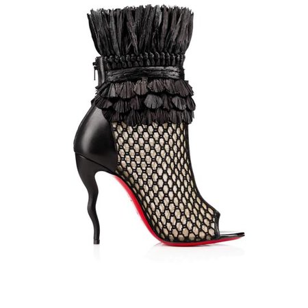 fishnet leather Louboutin booties