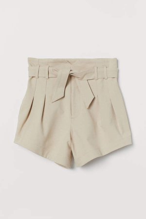 Paper-bag Shorts - Beige