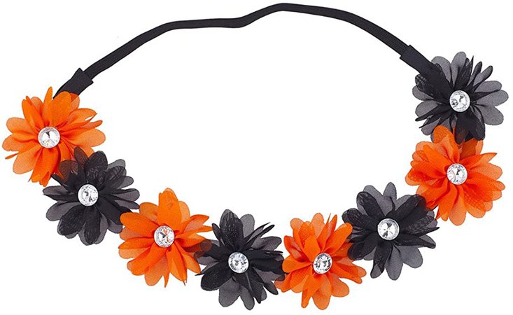 Amazon.com: Lux Accessories Halloween Black n Orange Cosplay Party Costume Chiffon Flower Crown Headband: Beauty