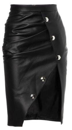 Philipp Plein Button Leather Skirt