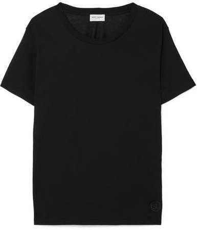 Appliquéd Cotton-jersey T-shirt - Black