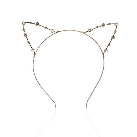 Amazon.com: Pixnor Crystal Pearl Shot In Cat Ears Child Adult Hair Bands (Golden): Health & Personal Care