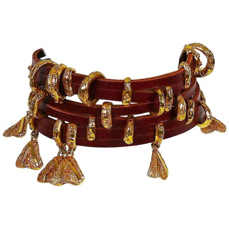 Christian Lacroix Vintage Leather Choker Necklace For Sale at 1stdibs