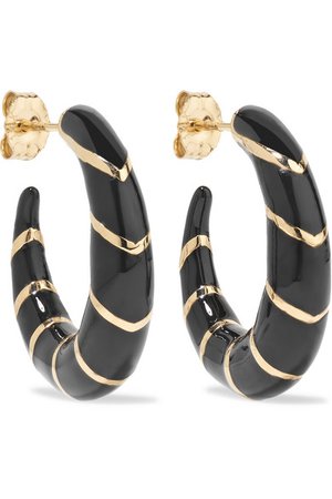 Alison Lou | Petite Stripes 14-karat gold and enamel hoop earrings | NET-A-PORTER.COM