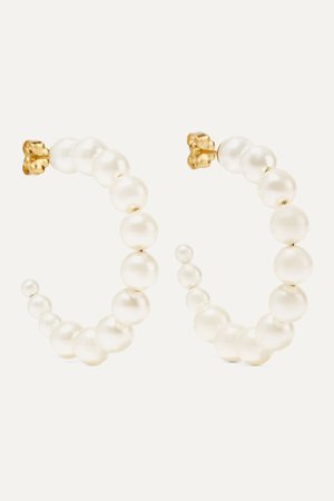 Gold Gold-plated pearl hoop earrings | Chan Luu | NET-A-PORTER