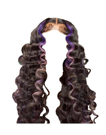 Black/ Purple Skunk Stripe Lace Front Wig