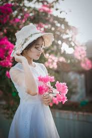 pretty girl with ;p i n k flowers - Google Search