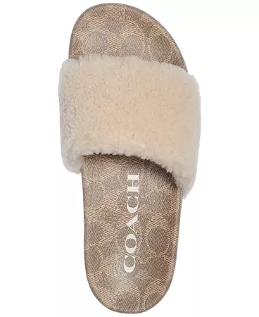 cream COACH Women's Ulla Shearling Slippers & Reviews - Slippers - Shoes - Macy's