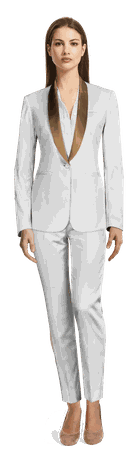 Sumissura White wool blend Tuxedo with shawl gold lapels