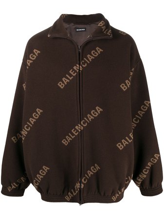 Balenciaga logo-print zip-up jacket brown 647460TIU02 - Farfetch