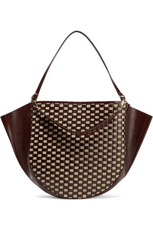 Wandler | Mia large woven raffia and glossed leather tote | NET-A-PORTER.COM