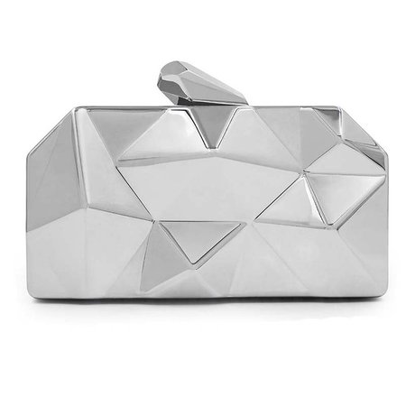 The Metallic Clutch Bag | Geometric HandBag 3D Metal Clutch Purse | Gold/Silver/Champagne - ClutchToteBags.com