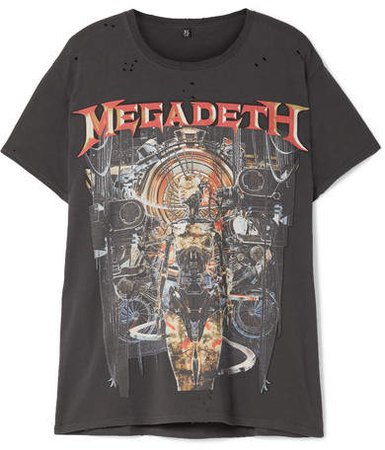 Megadeth Distressed Printed Cotton-jersey T-shirt - Black