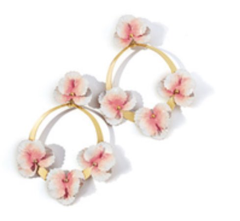pink flower drop earrings