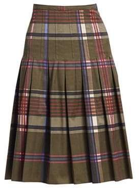 Women's Plaid Pleated Bell Skirt - Oliva Multi - Size 6