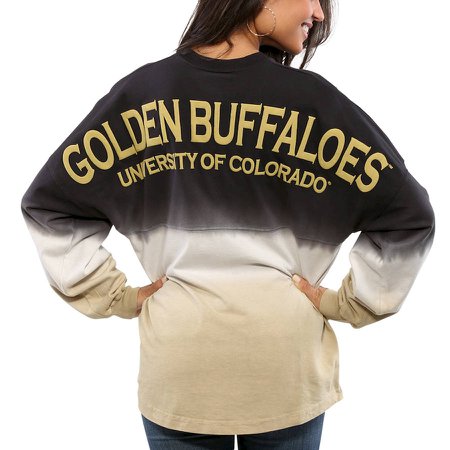 Colorado Buffaloes Women's Ombre Long Sleeve Dip-Dyed Spirit Jersey - Black