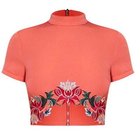 Charis Coral Floral Embroidered Crop Top - Buscar con Google