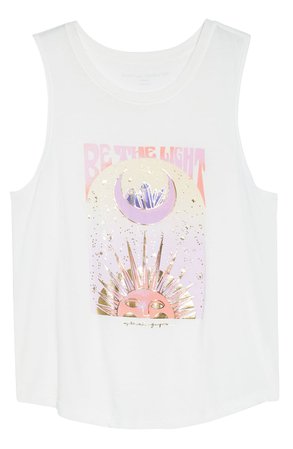 Spiritual Gangster Be the Light Graphic Muscle Tank white