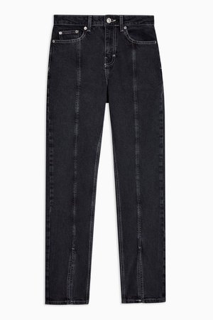 Wash Black Split Hem Straight Jeans | Topshop