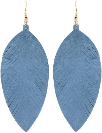 Amazon.com: Large Genuine Soft Leather Handmade Fringe Feather Lightweight Tear Drop Dangle Color Earrings for Women Girls Fashion (WHITE): Clothing, Shoes & Jewelry