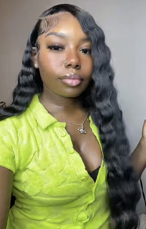 crimped side part sew in hairstyle