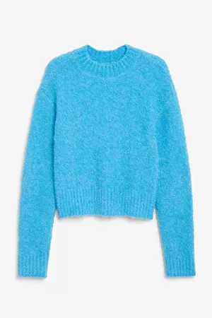 Fluffy knit sweater - Turquoise - Monki WW